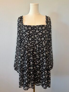 Altr’d State Black Floral Square-Neck Women's Dress